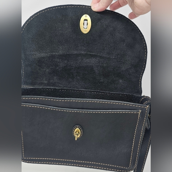 Fossil Austin Black Leather Flap Saddle Turn Lock Shoulder Bag Purse - Picture 8 of 16